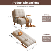 Convertible Chair Bed - 5-in-1 Sleeper Sofa with Storage & Solid Wood Frame