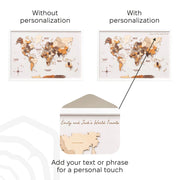 3D Wooden Triptych World Map Gold - Premium Wall Art Masterpiece