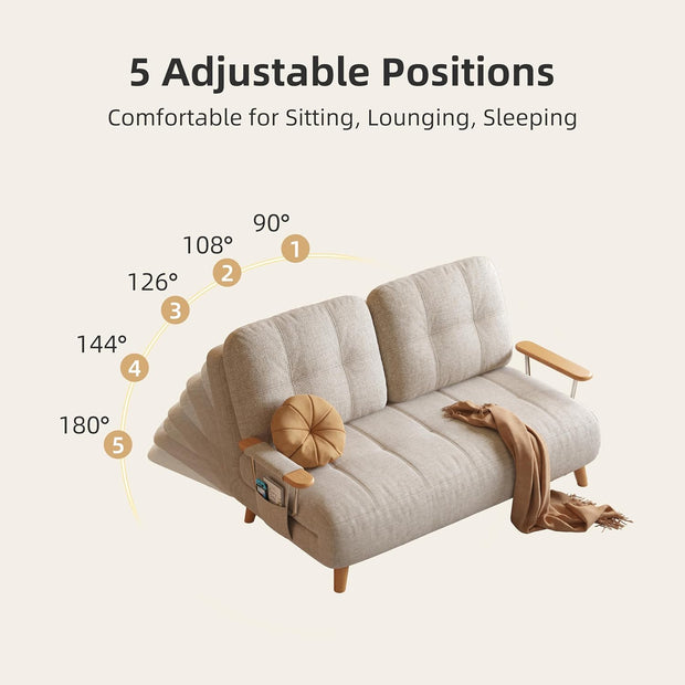 Convertible Chair Bed - 5-in-1 Sleeper Sofa with Storage & Solid Wood Frame