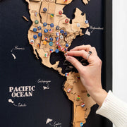 3D Wooden Triptych World Map Gold - Premium Wall Art Masterpiece