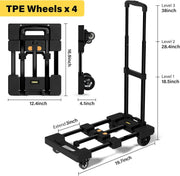 Folding Hand Truck - 6-Wheel Heavy Duty Dolly Cart with Brakes 🚛✨
