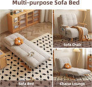 Convertible Chair Bed - 5-in-1 Sleeper Sofa with Storage & Solid Wood Frame