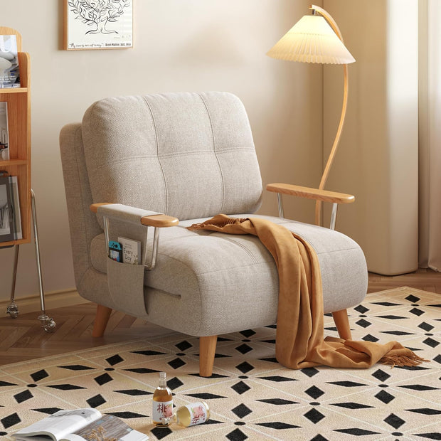 Convertible Chair Bed - 5-in-1 Sleeper Sofa with Storage & Solid Wood Frame