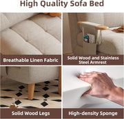 Convertible Chair Bed - 5-in-1 Sleeper Sofa with Storage & Solid Wood Frame