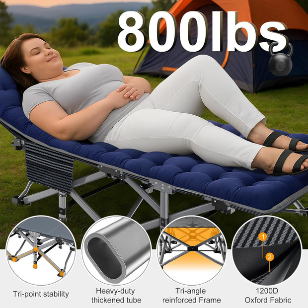 Heavy Duty Folding Camping Cot with Mattress - 800lb Capacity 🏕️✨