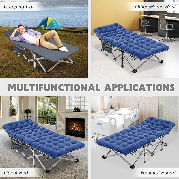 Heavy Duty Folding Camping Cot with Mattress - 800lb Capacity 🏕️✨
