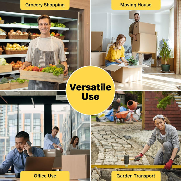 Folding Hand Truck - 6-Wheel Heavy Duty Dolly Cart with Brakes 🚛✨